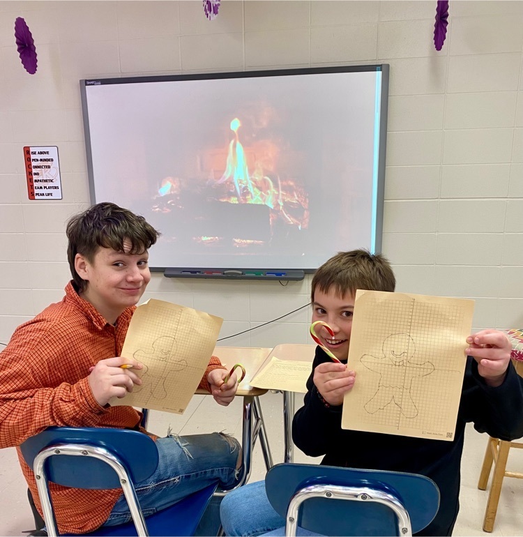 Graphing gingerbread men by the fire 